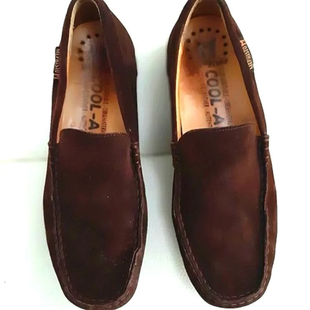 MEPHISTO Baduard Cool Air Brown Leather Suede Slide-On Loafers Size 8.5